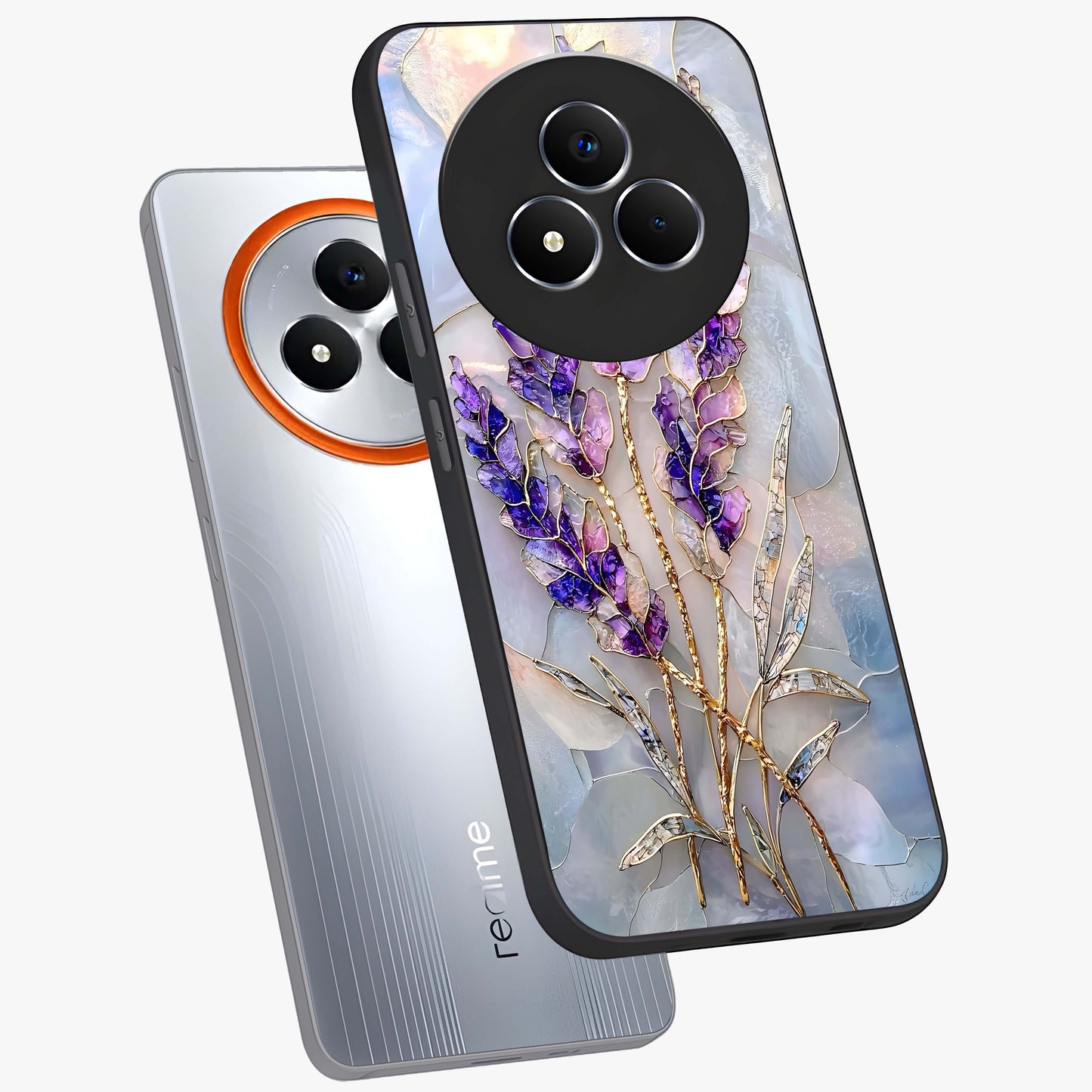 Lavender Dream Glow Glass Case displayed in angled mockup highlighting dreamy purple glow design with soft artistic style.