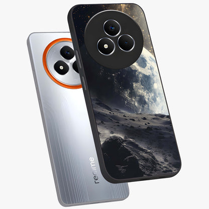 Lunar Horizon Glow Glass Case displayed in angled mockup highlighting celestial moon design with dreamy night aesthetic.
