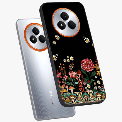 Midnight Bloom Pattern Glass Case displayed in angled mockup highlighting elegant flower design with midnight aesthetic style.