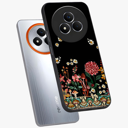 Midnight Bloom Pattern Glass Case displayed in angled mockup highlighting elegant flower design with midnight aesthetic style.