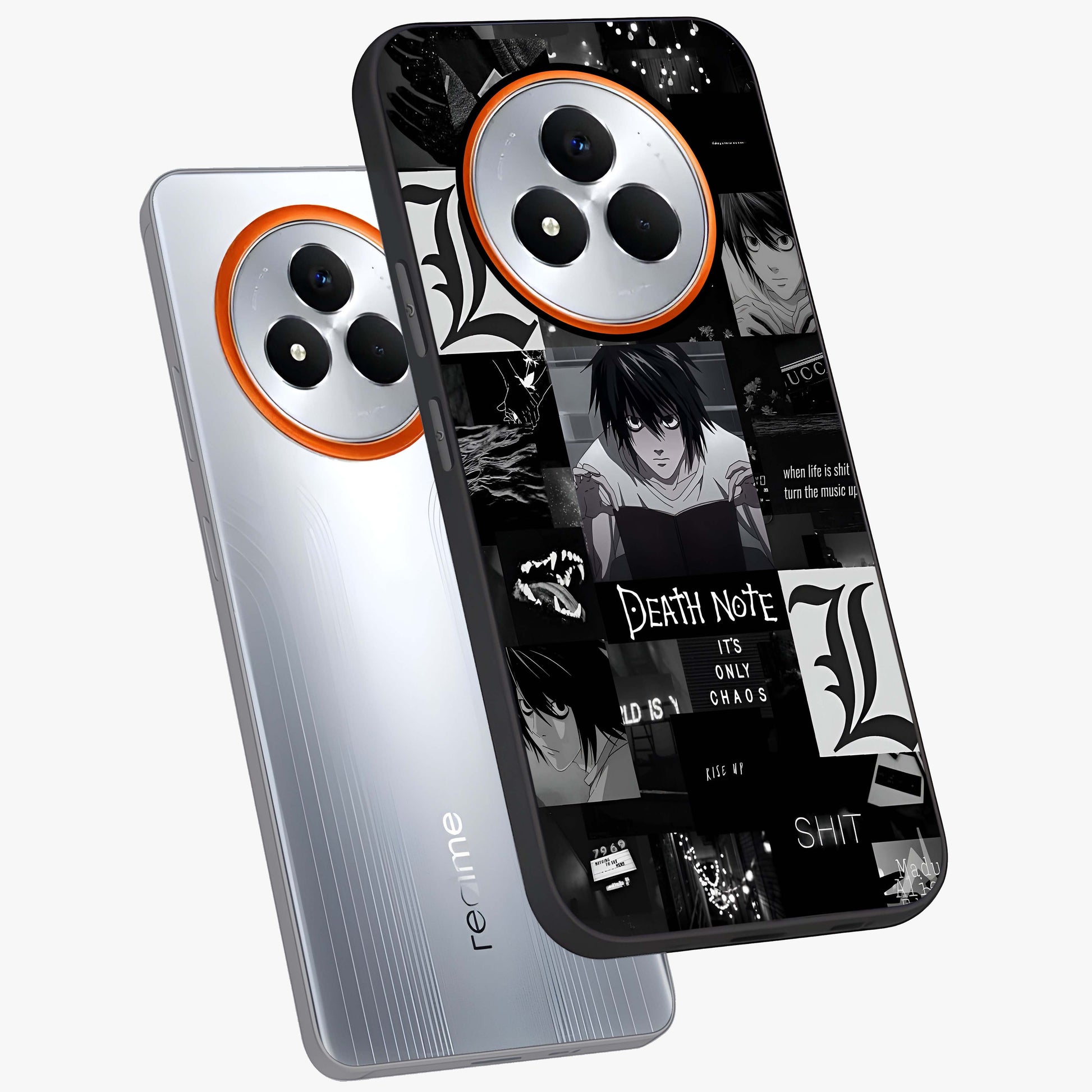 Midnight Chaos Mind Glass Case displayed in angled mockup highlighting chaotic artistic design with dramatic midnight aesthetic.