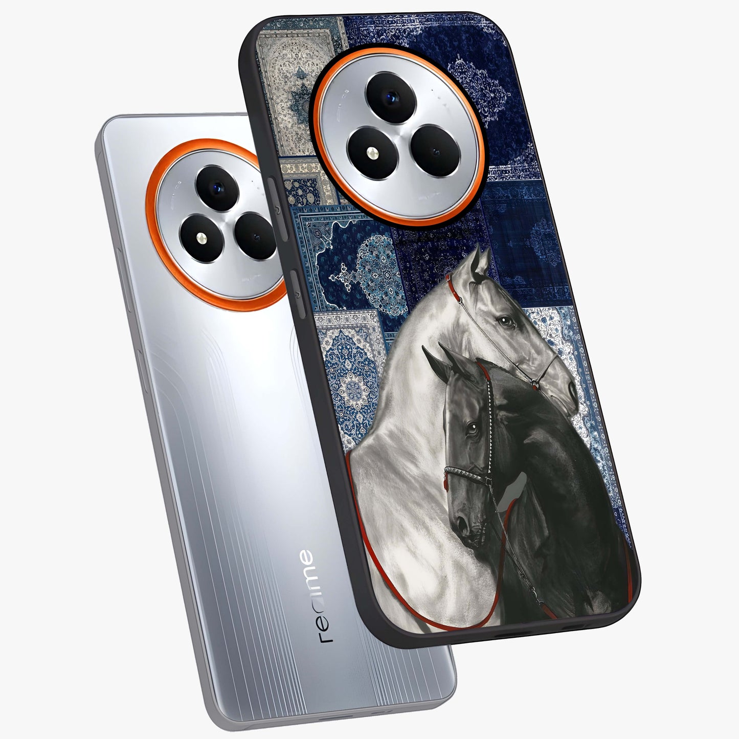 Midnight Stallion Blues Glass Case displayed in angled mockup highlighting powerful stallion illustration with deep midnight tones.
