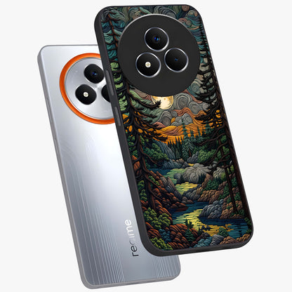 Moonlight Forest Dream Glass Case displayed in angled mockup highlighting dreamy forest design with glowing moon aesthetic.