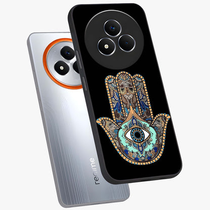 Mystic Hamsa Eye Glass Case displayed in angled mockup highlighting spiritual hamsa symbol with mystical aesthetic style.