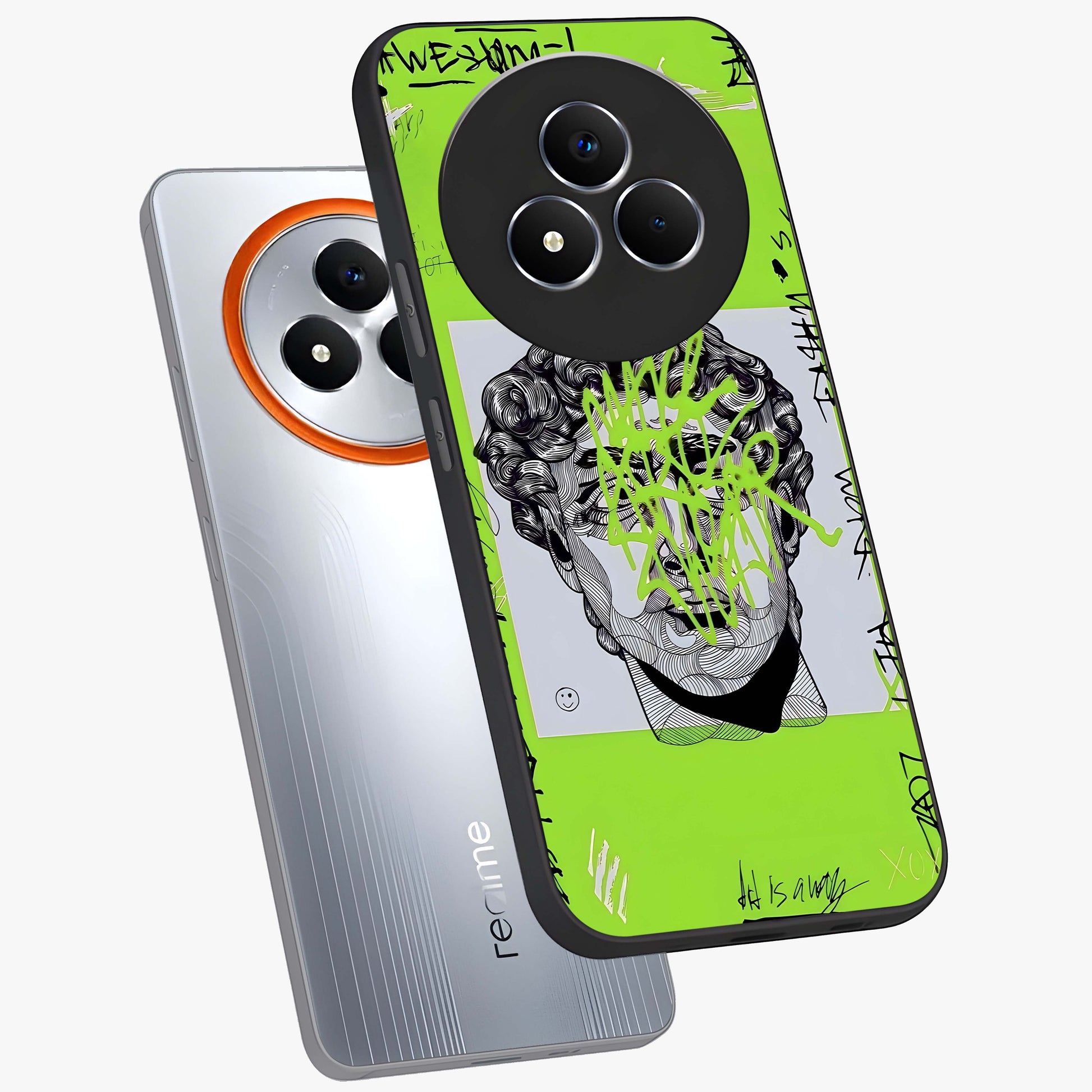 Neo Graffiti Rebellion Glass Case displayed in angled mockup highlighting urban street art design with rebellious aesthetic.