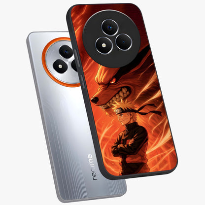 Nine Tails Legacy Glass Case displayed in angled mockup highlighting dynamic anime beast illustration with bold mystical aesthetic.