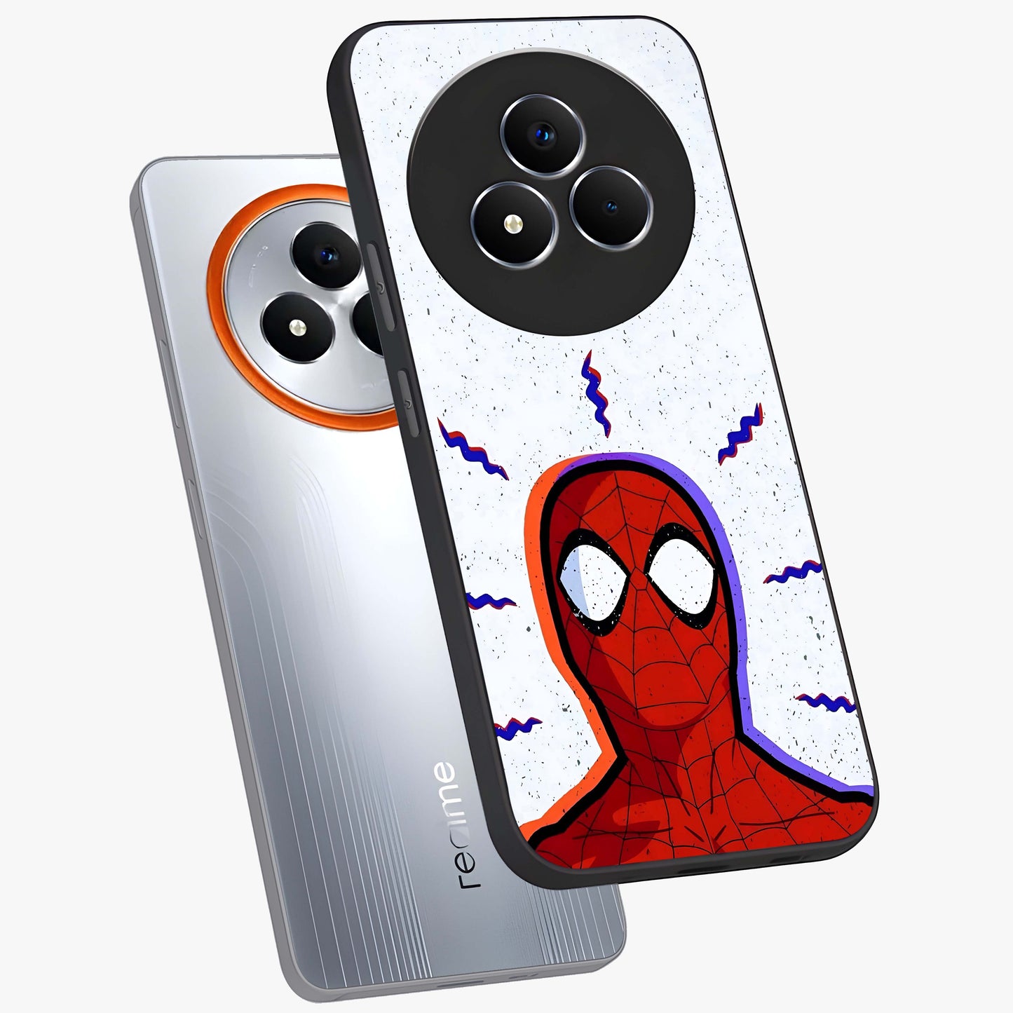Omg Spiderman Glass Case displayed in angled mockup highlighting dynamic hero illustration with action comic aesthetic.