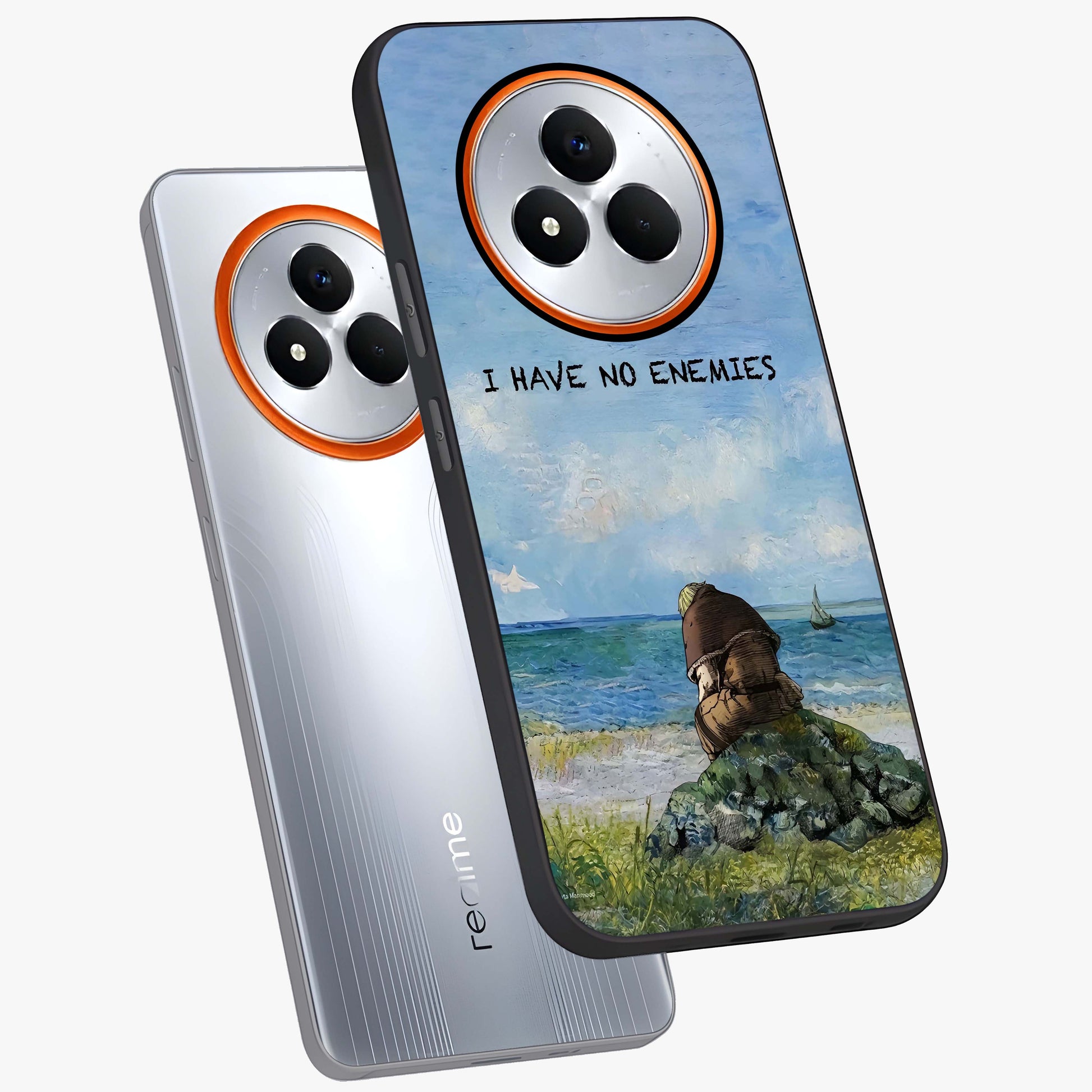 Peace Beyond War Glass Case displayed in angled mockup highlighting meaningful message design with artistic aesthetic style.