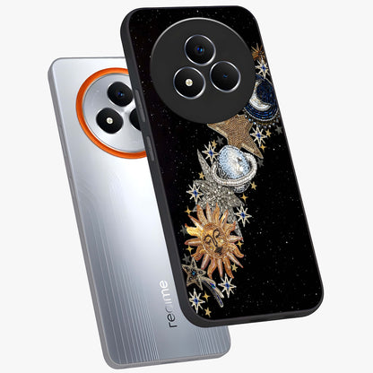 Pearls Universe Object Glass Case displayed in angled mockup highlighting celestial pearl design with dreamy aesthetic.