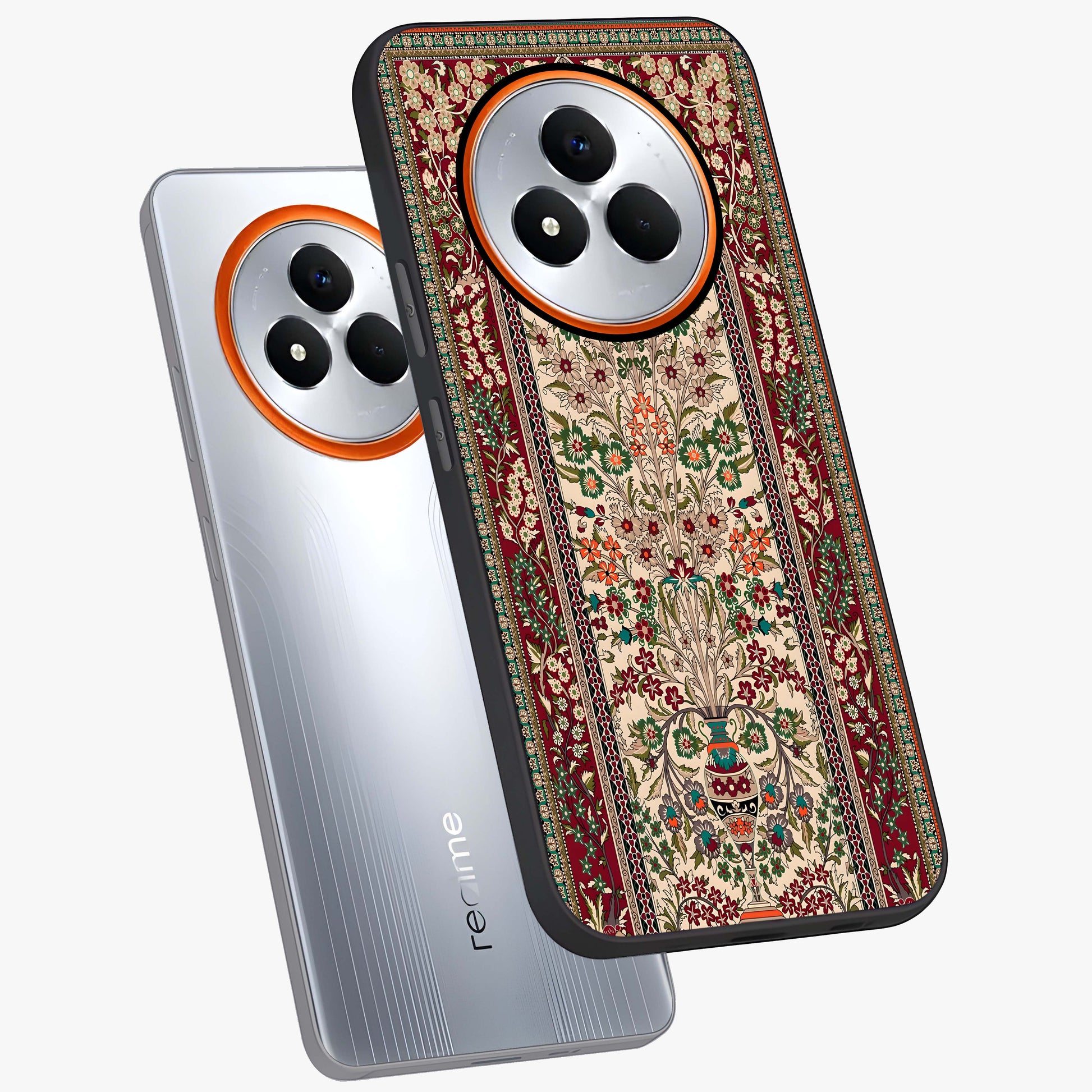 Persian Inspired Glass Case displayed in angled mockup highlighting intricate traditional design with elegant cultural aesthetic.