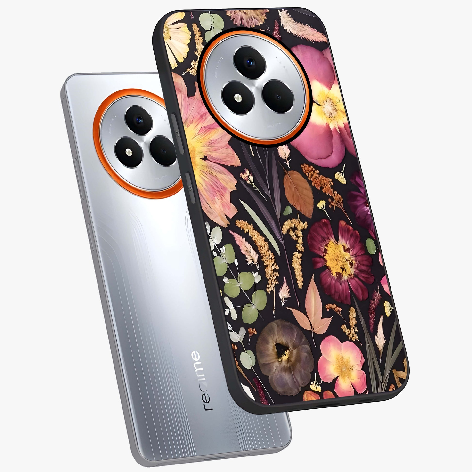 Petal Dream Tapestry Glass Case displayed in angled mockup highlighting decorative petal pattern with elegant botanical aesthetic.