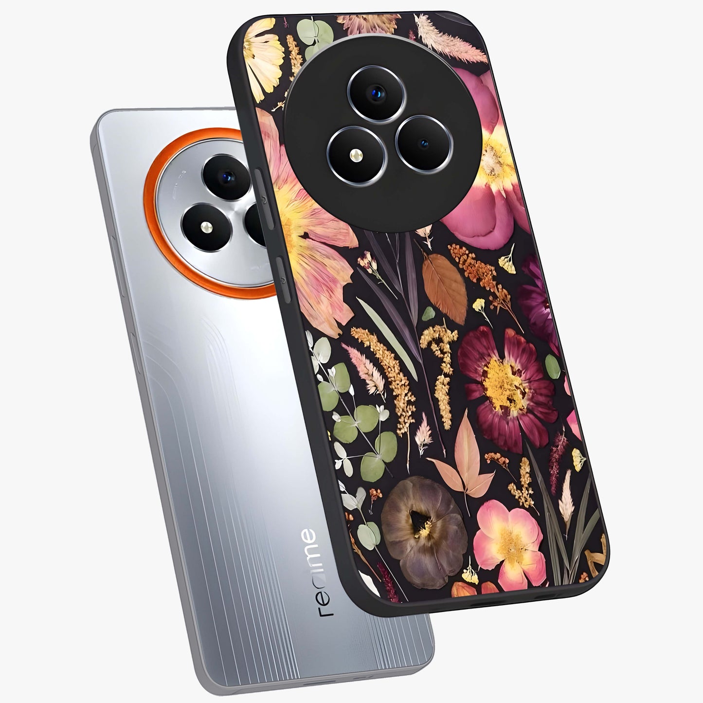 Petal Dream Tapestry Glass Case displayed in angled mockup highlighting decorative petal pattern with elegant botanical aesthetic.