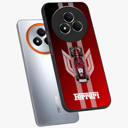 Red Ferrari F1 Vertical Glass Case displayed in angled mockup highlighting high speed racing design with bold automotive aesthetic.