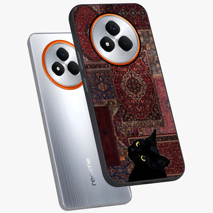 Regal Magic Cat Apple Glass Case displayed in angled mockup highlighting whimsical feline design with fantasy aesthetic.