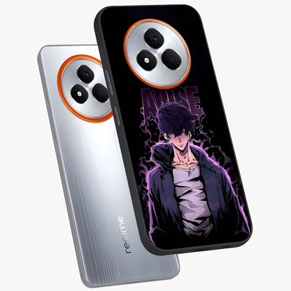 Shadow Monarch Awakening Glass Case displayed in angled mockup highlighting dramatic shadow warrior design with fantasy aesthetic.