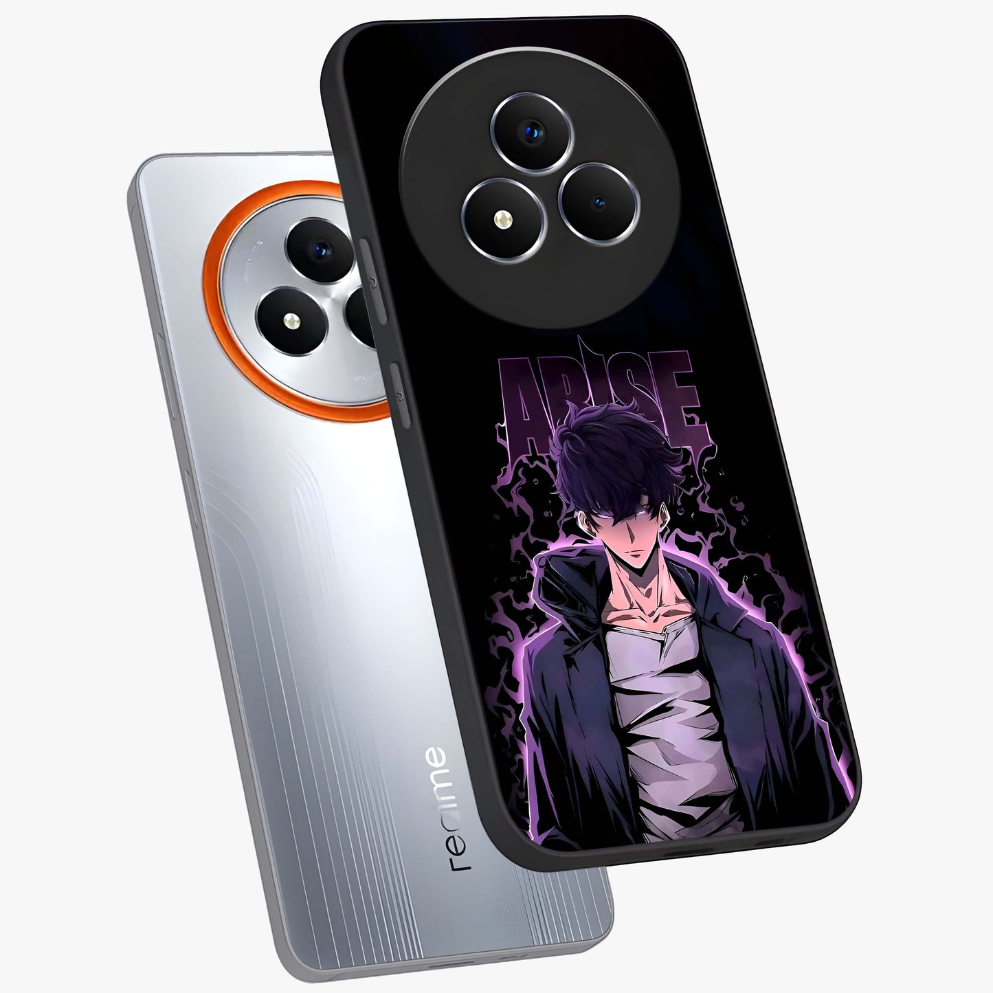 Shadow Monarch Awakening Glass Case displayed in angled mockup highlighting dramatic shadow warrior design with fantasy aesthetic.