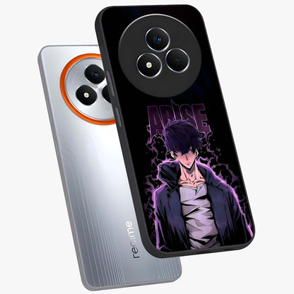 Shadow Monarch Awakening Glass Case displayed in angled mockup highlighting dramatic shadow warrior design with fantasy aesthetic.