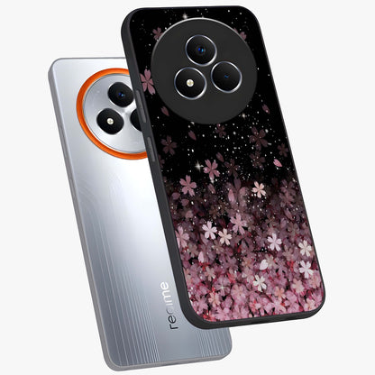 Small Starry Flowers Glass Case displayed in angled mockup highlighting tiny flower pattern with celestial aesthetic style.