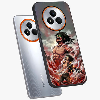 Titan Awakening Fury Glass Case displayed in angled mockup highlighting dramatic giant warrior design with bold anime aesthetic.