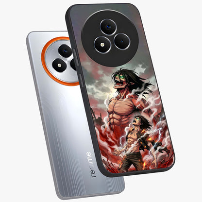 Titan Awakening Fury Glass Case displayed in angled mockup highlighting dramatic giant warrior design with bold anime aesthetic.