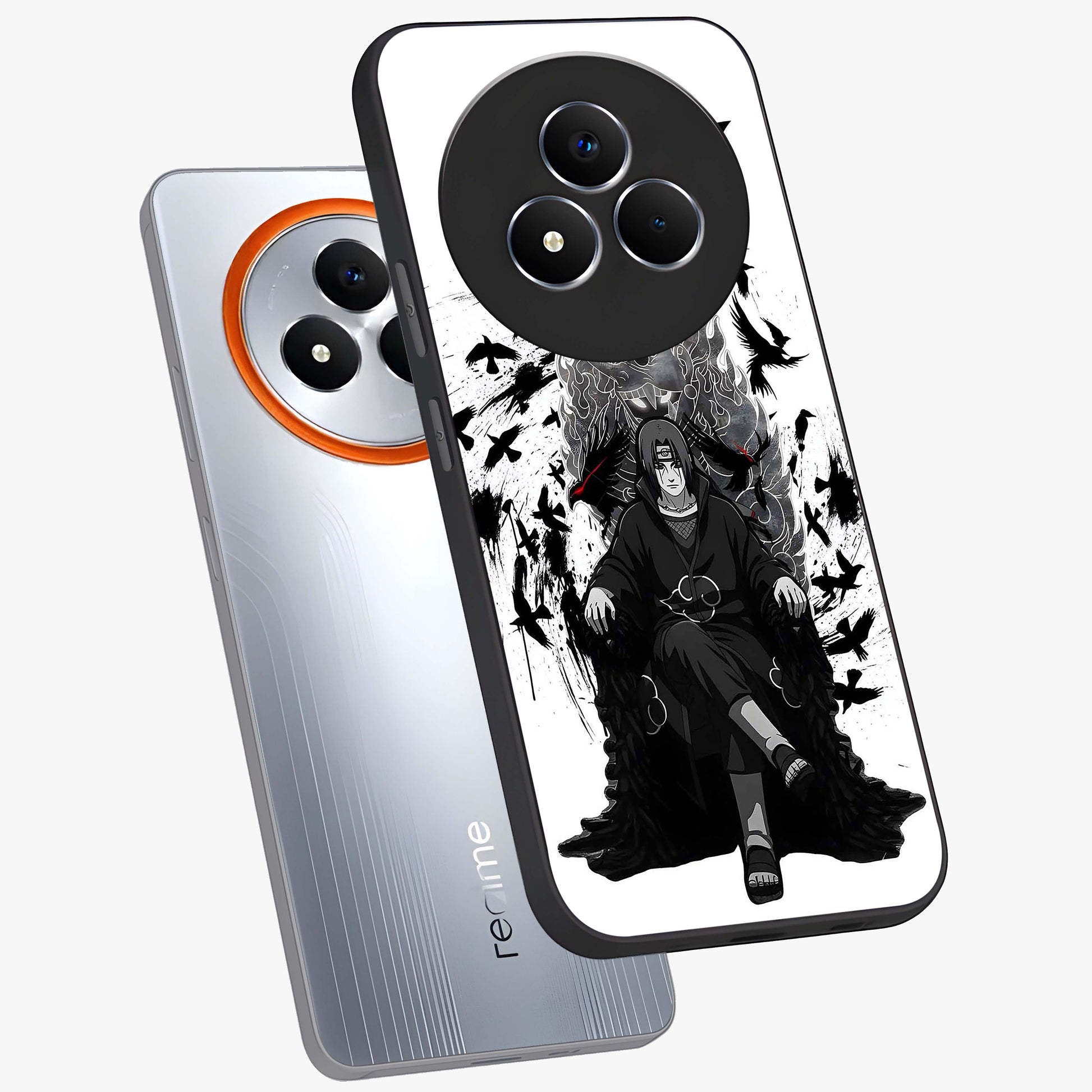 Uchiha Shadow Throne Glass Case displayed in angled mockup highlighting glowing aquatic design with celestial aesthetic.