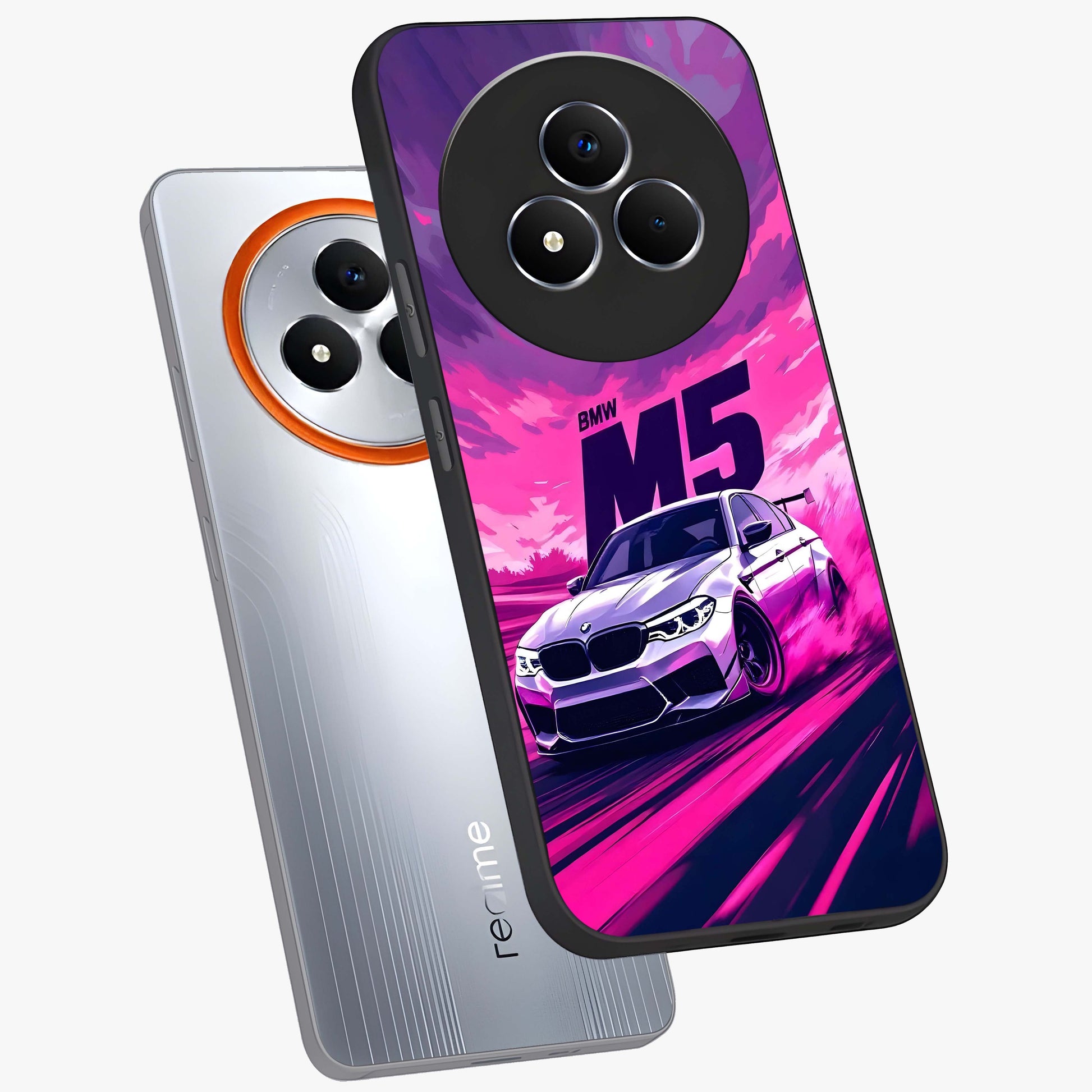 Velocity Drift Pulse Glass Case displayed in angled mockup highlighting dynamic drift design with sporty automotive aesthetic.