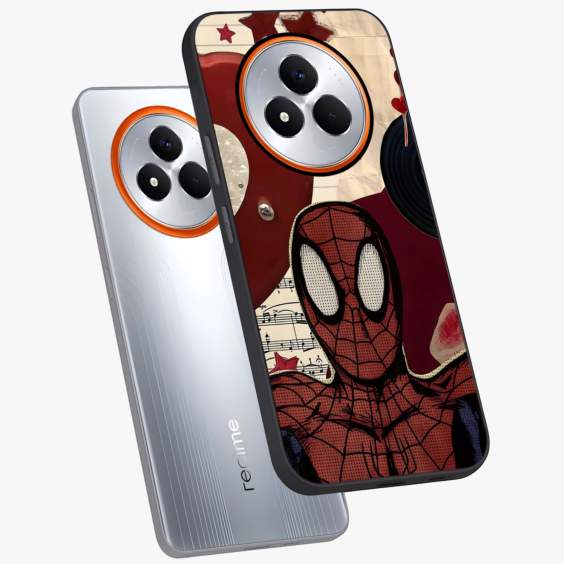 Web Warrior Vibes Glass Case displayed in angled mockup highlighting dynamic web design with comic style aesthetic.