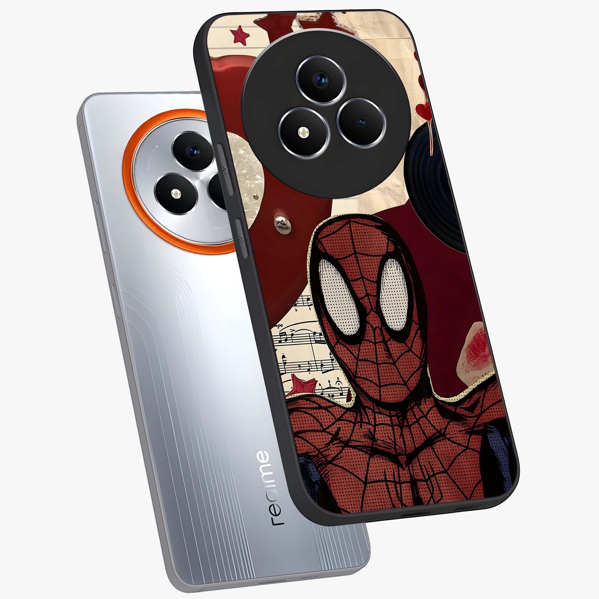 Web Warrior Vibes Glass Case displayed in angled mockup highlighting dynamic web design with comic style aesthetic.