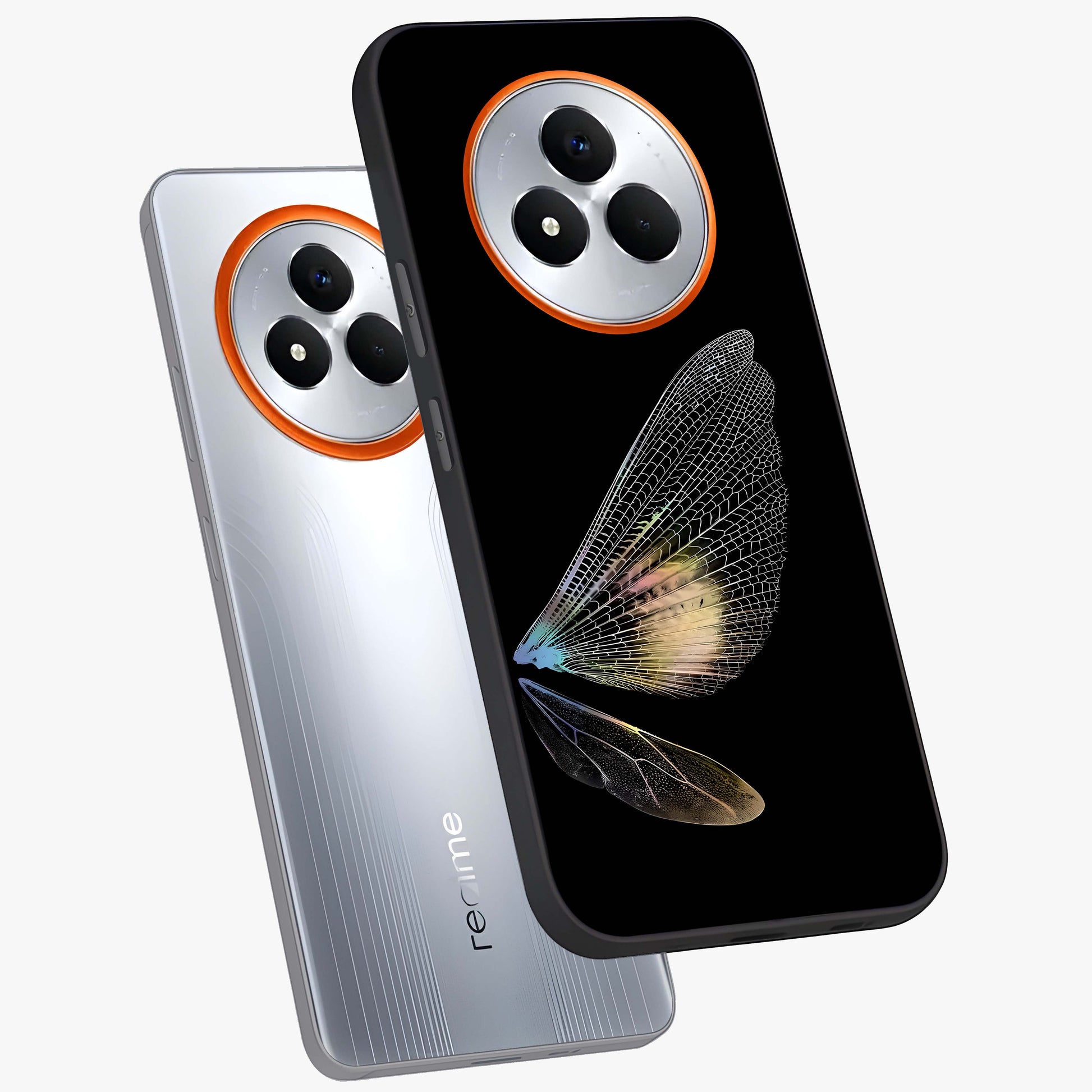 Whispers Of Wings Glass Case displayed in angled mockup highlighting soft feather design with celestial aesthetic style.