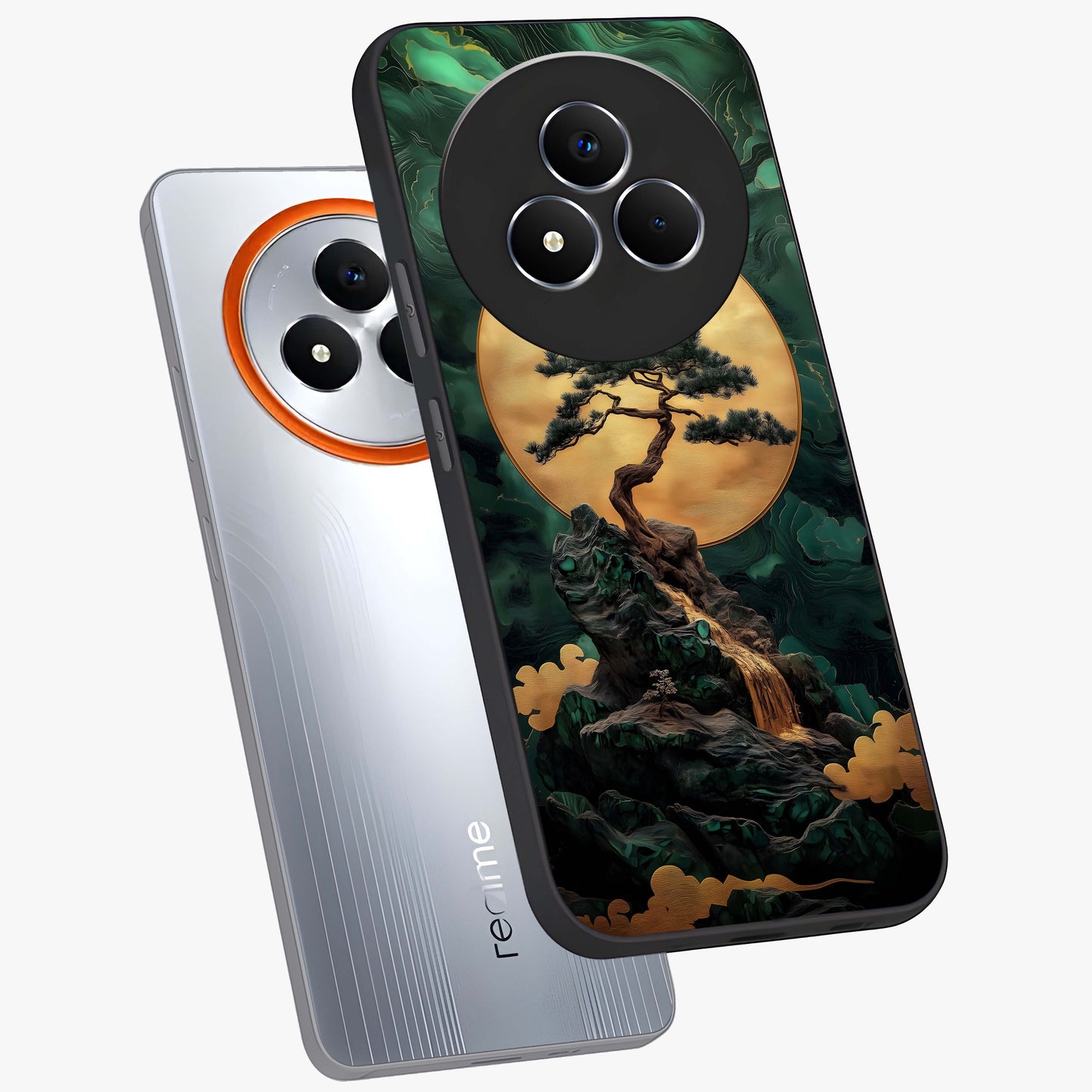 Zen Moon Rise Glass Case displayed in angled mockup highlighting peaceful lunar design with zen aesthetic style.