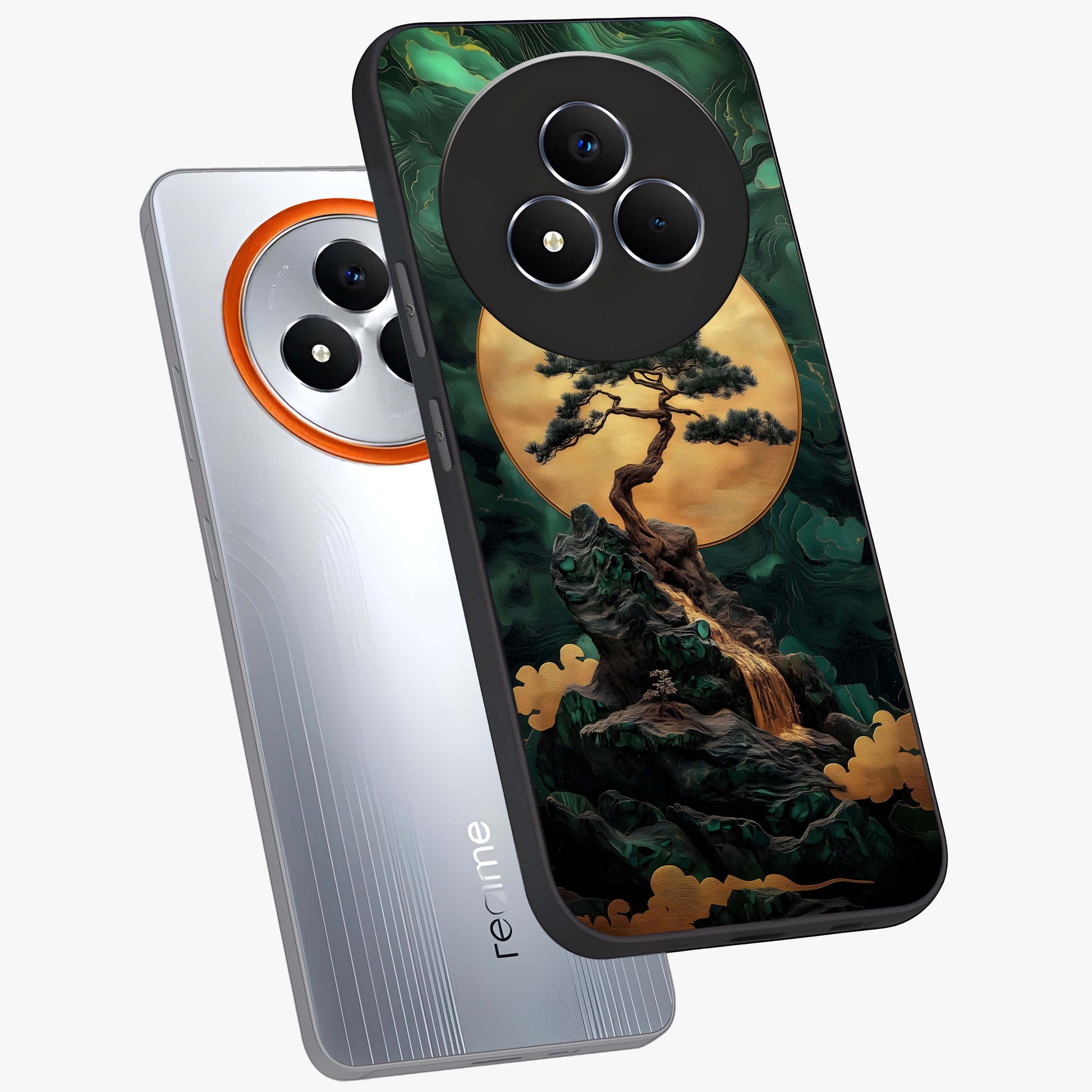 Zen Moon Rise Glass Case displayed in angled mockup highlighting peaceful lunar design with zen aesthetic style.