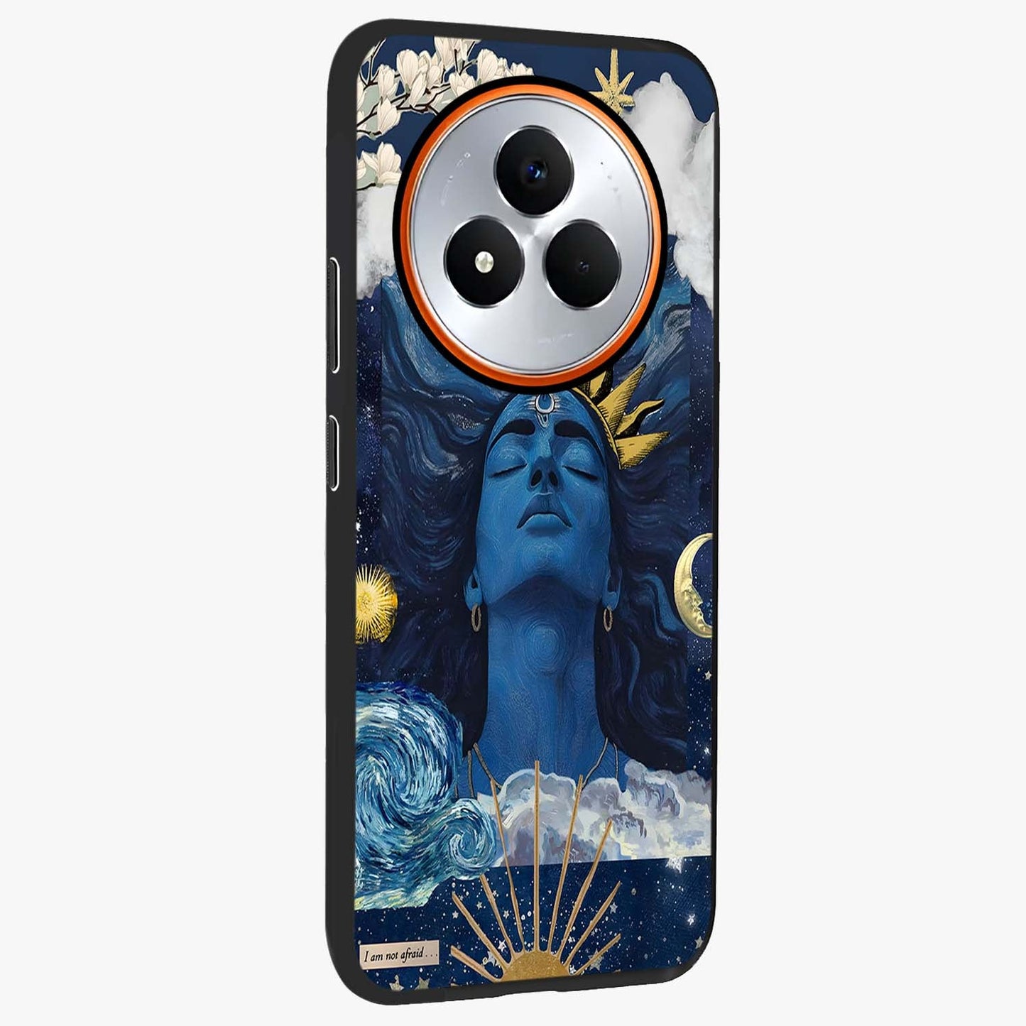 Aesthetic Lord Shiva Glass Case upright view showcasing powerful Lord Shiva artwork with devotional theme.