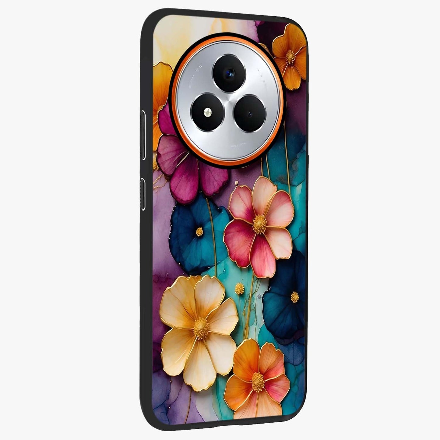 Artlyn Grace Flower Pattern Glass Case upright view showcasing graceful floral artwork with aesthetic botanical style.