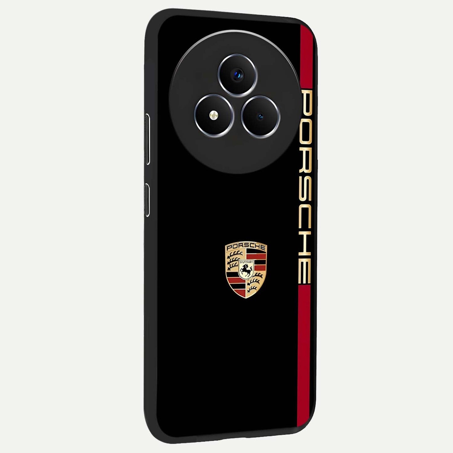 Black Minimal Porsche Glass Case upright view showcasing stylish automotive artwork with bold minimal theme.