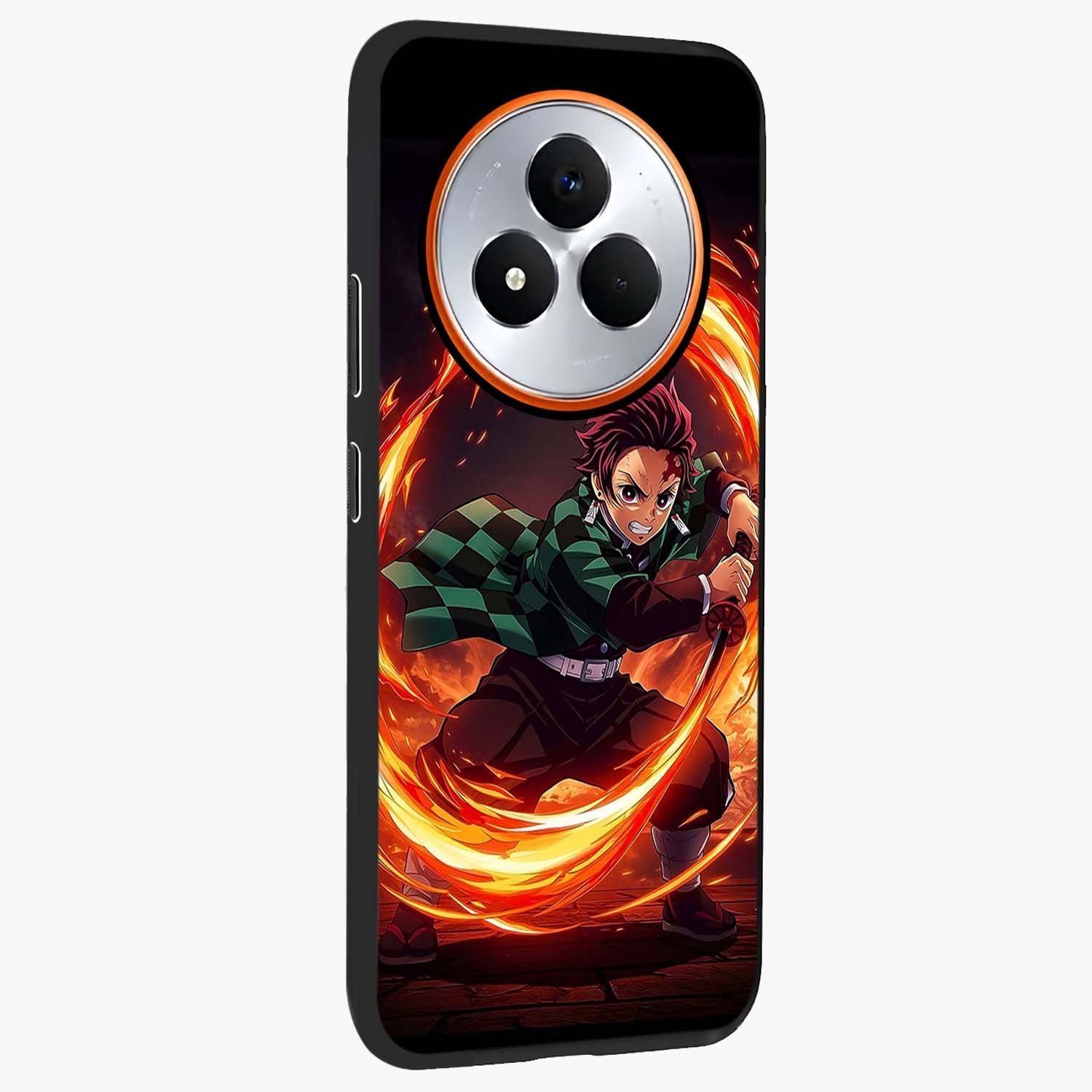 Blazing Sword Resolve Glass Case upright view showcasing dramatic warrior inspired artwork with intense visual style.
