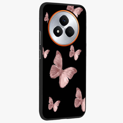Butterfly Pattern Glass Case upright view showcasing graceful butterfly artwork with soft decorative theme.