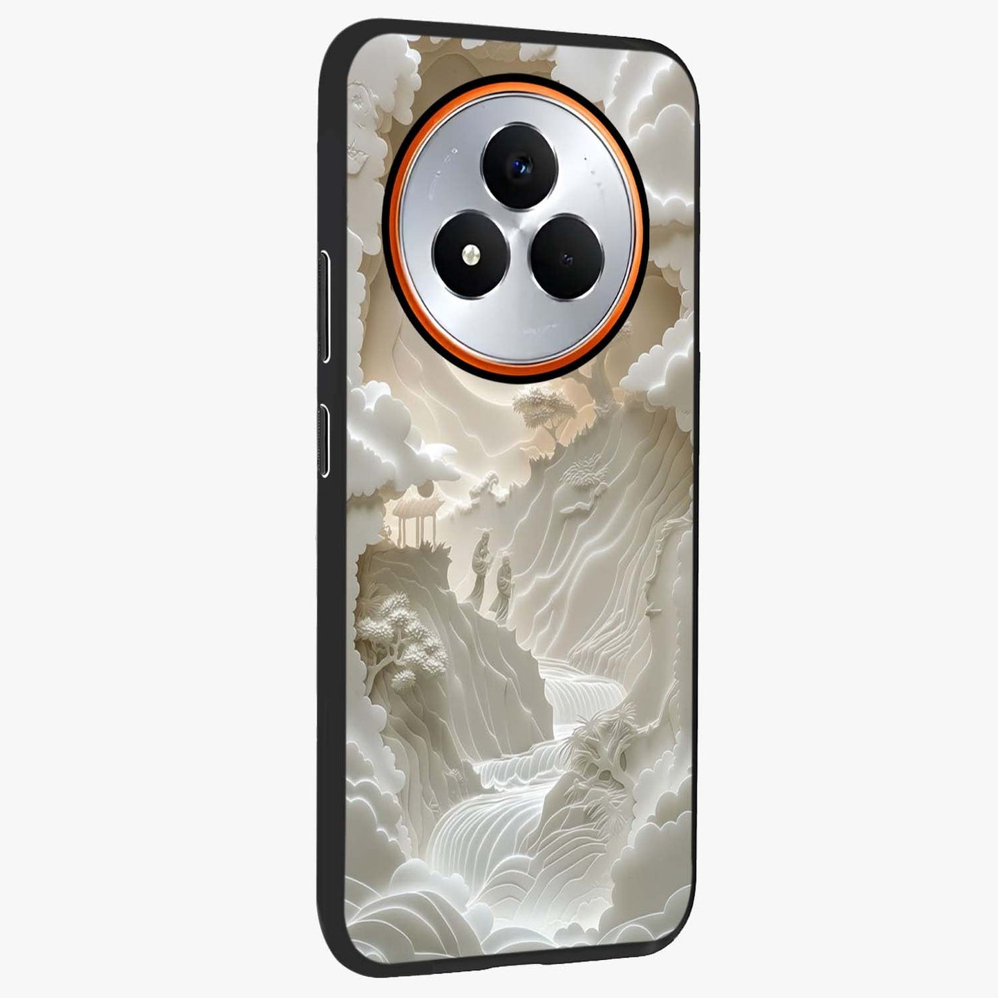 Celestial Origami Glass Case upright view showcasing creative origami artwork with modern celestial style.