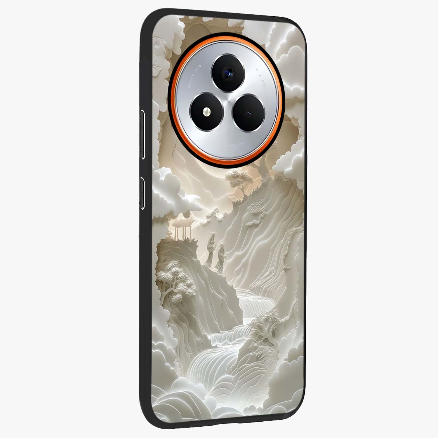 Celestial Origami Glass Case upright view showcasing creative origami artwork with modern celestial style.