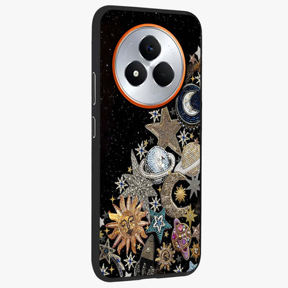 Cosmic Sparkle Dreams Glass Case upright view showcasing glowing cosmic artwork with magical galaxy theme.