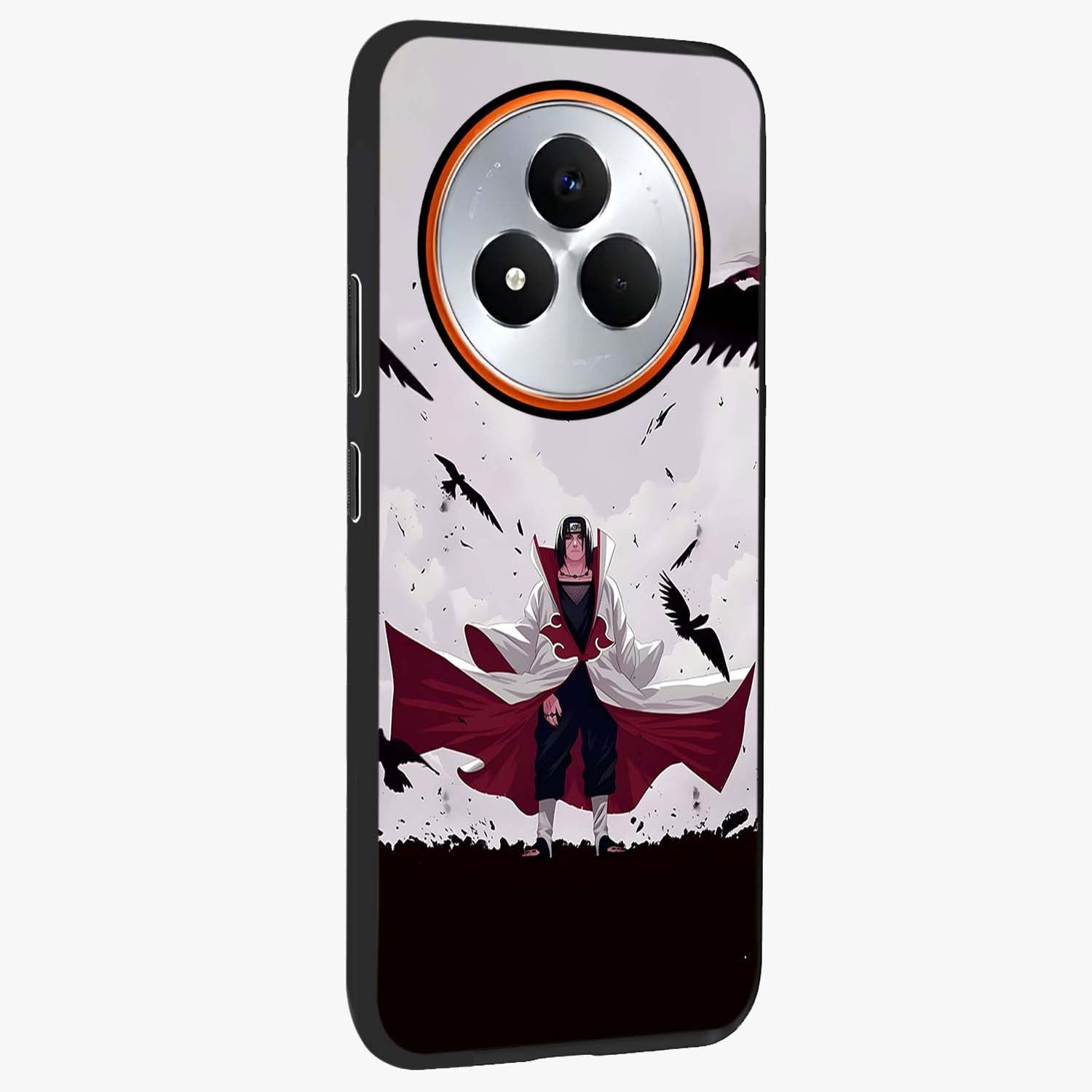 Crimson Crow Ascension Glass Case upright view showcasing dramatic crow artwork with bold gothic theme.