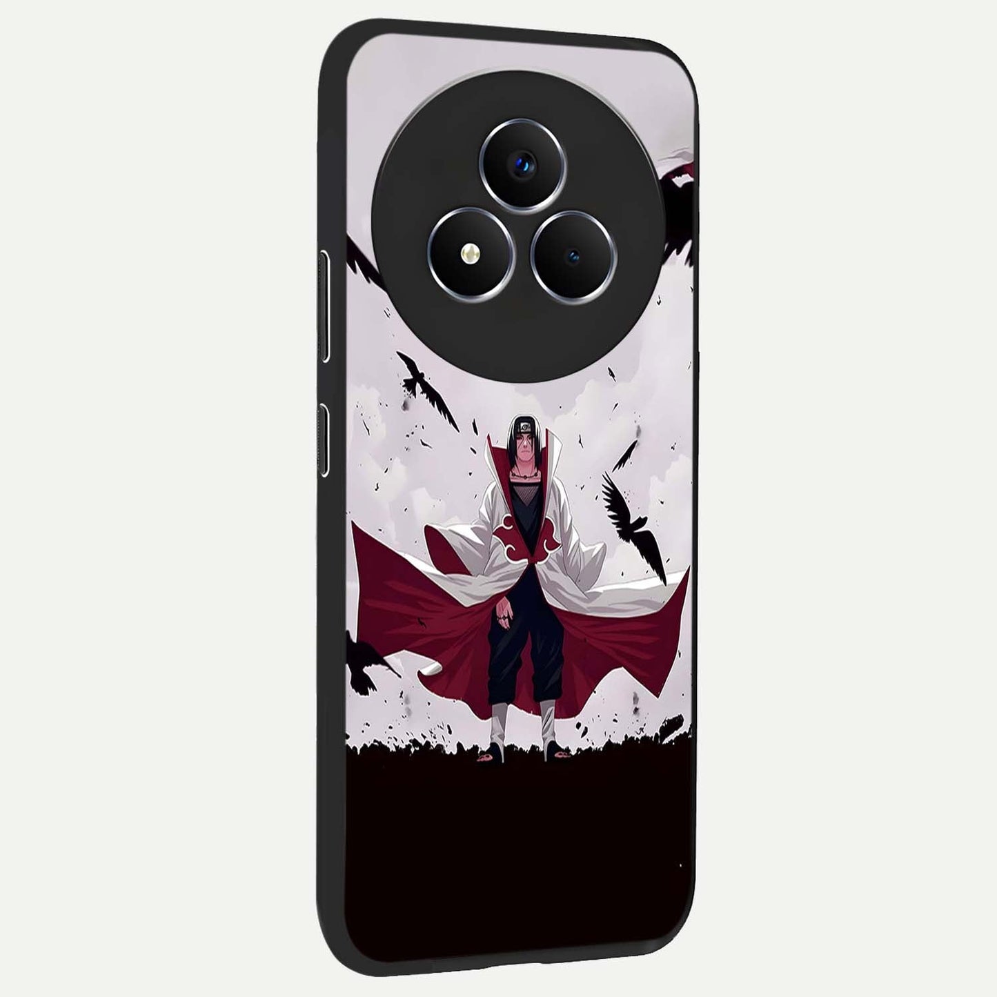 Crimson Crow Ascension Glass Case upright view showcasing dramatic crow artwork with bold gothic theme.