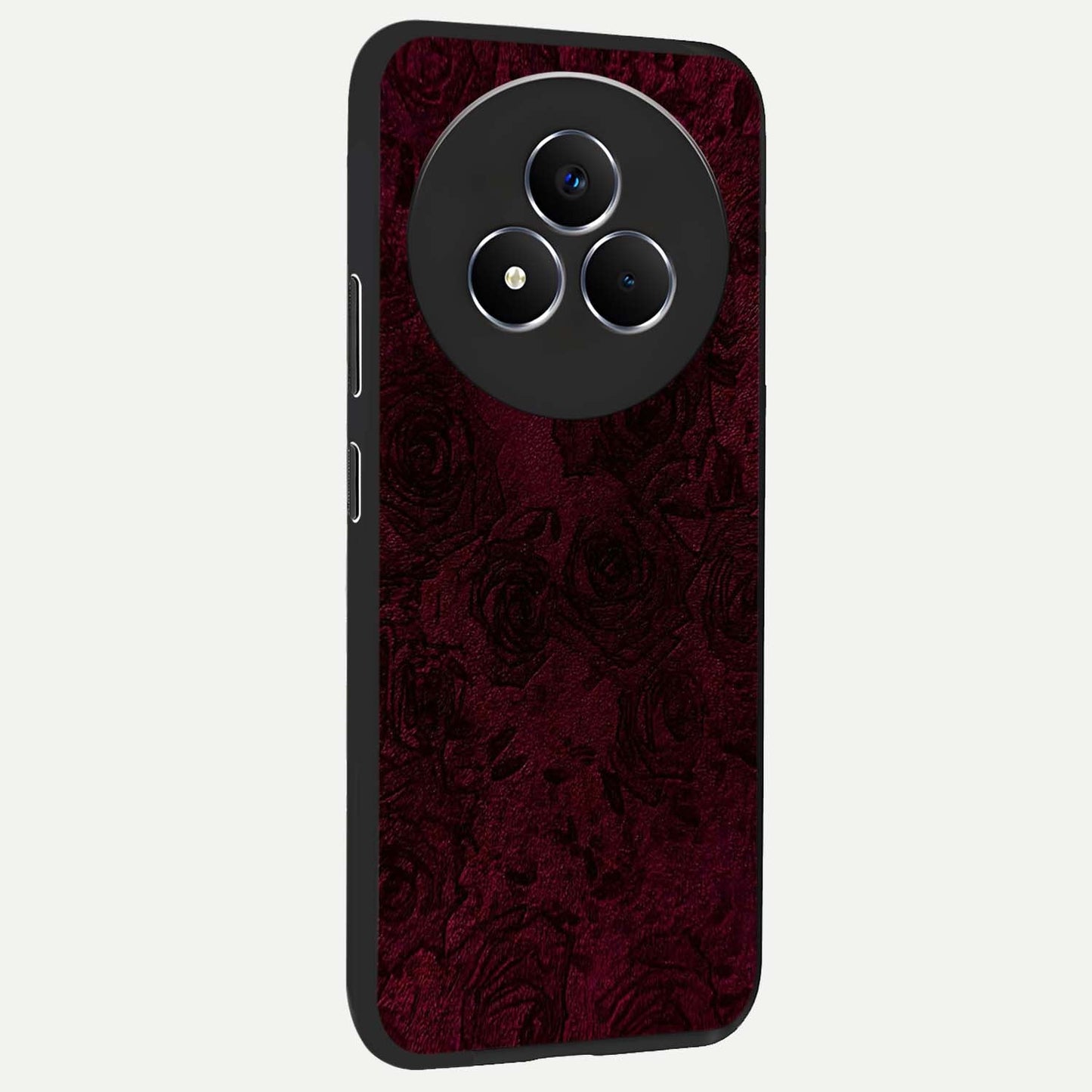 Crimson Fade Flow Glass Case upright view showcasing dynamic crimson flow artwork with stylish abstract theme.