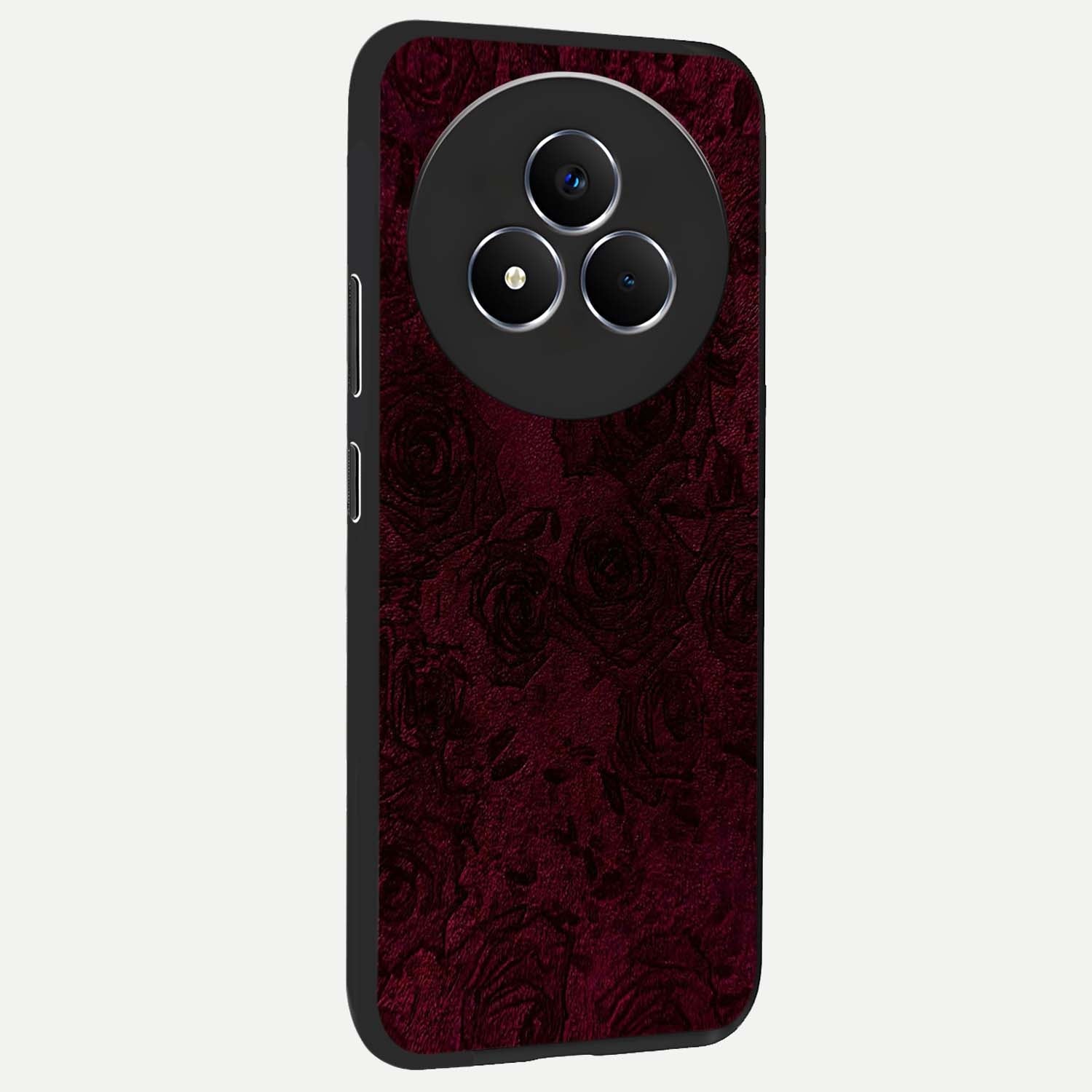 Crimson Fade Flow Glass Case upright view showcasing dynamic crimson flow artwork with stylish abstract theme.