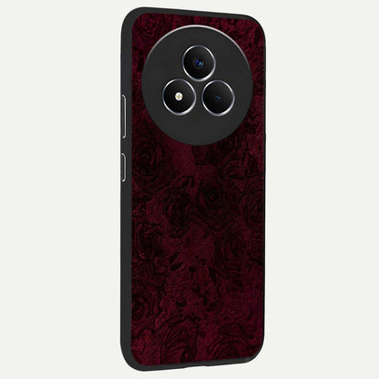 Crimson Fade Flow Glass Case upright view showcasing dynamic crimson flow artwork with stylish abstract theme.