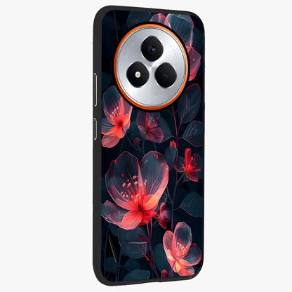 Dark Shade of Flower Glass Case upright view showcasing delicate flower artwork with rich dark floral theme.