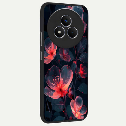Dark Shade of Flower Glass Case upright view showcasing delicate flower artwork with rich dark floral theme.