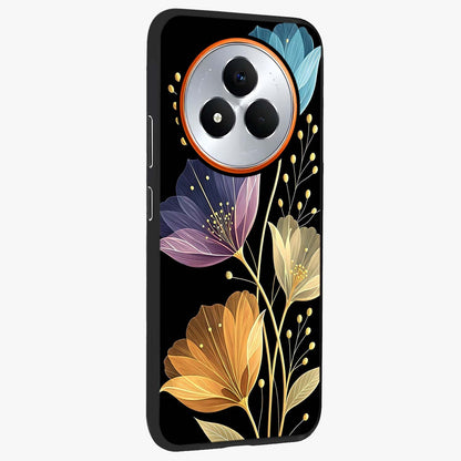 Delicate Multicolor Flowers Glass Case upright view showcasing delicate floral artwork with bright botanical theme.