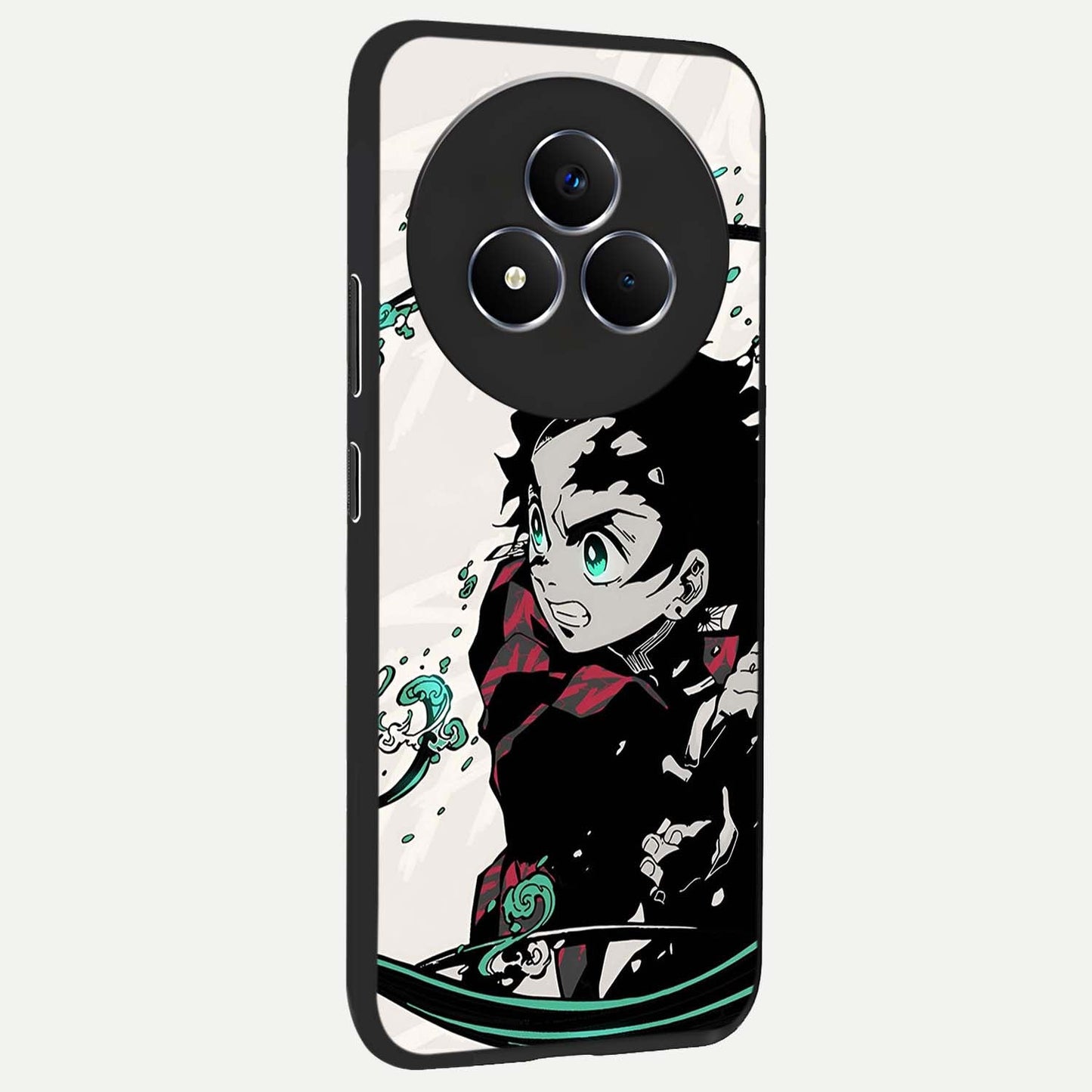 Demon Slayer Glass Case upright view showcasing powerful anime artwork with intense warrior theme.