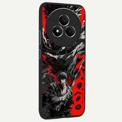 Demon Sword Resolve Glass Case upright view showcasing dramatic warrior artwork with intense battle theme.
