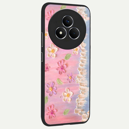 Dreamy Painted Garden Glass Case upright view showcasing vibrant floral garden artwork with artistic nature theme.